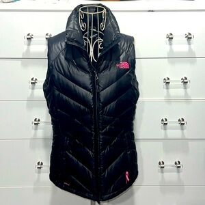 North Face Down 550 Puffer Vest w/ Pink Breast Cancer Ribbon Logo